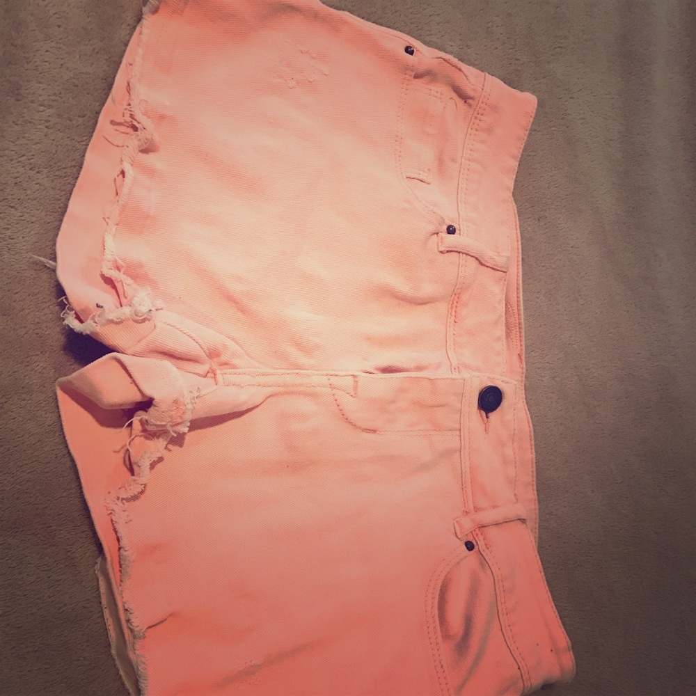 Delia’s Ripped Coral Jean Shorts